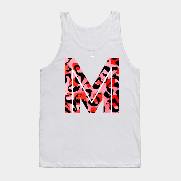 Abstract Letter M Watercolour Leopard Print Alphabet Tank Top by Squeeb Creative